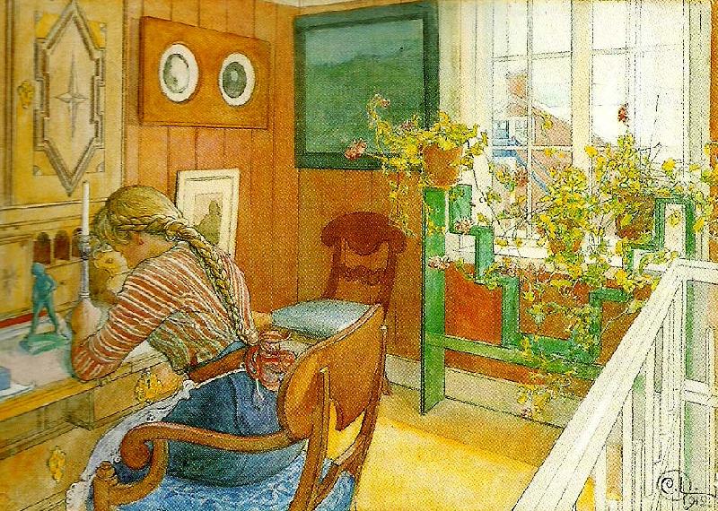 Carl Larsson brevskrivning-korrespondens oil painting image